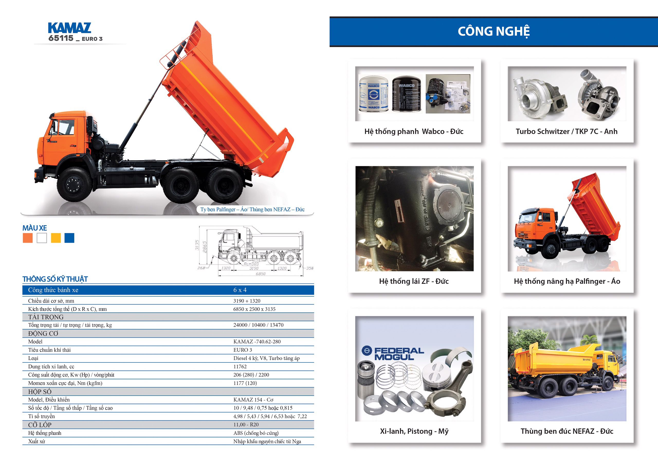 Kamaz Xe ben  Kamaz 15 tấn 65115 (Euro3) Ga cơ thùng vuông 2016 ảnh 4